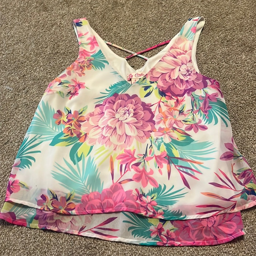 tank top, colorful, crosses in the back